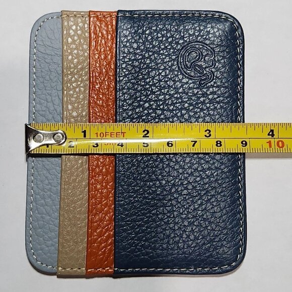 Credit Card‎ ID Wallet Leather 7 Pocket Thin Case Multicolor Blue Orange Tan - Picture 5 of 5